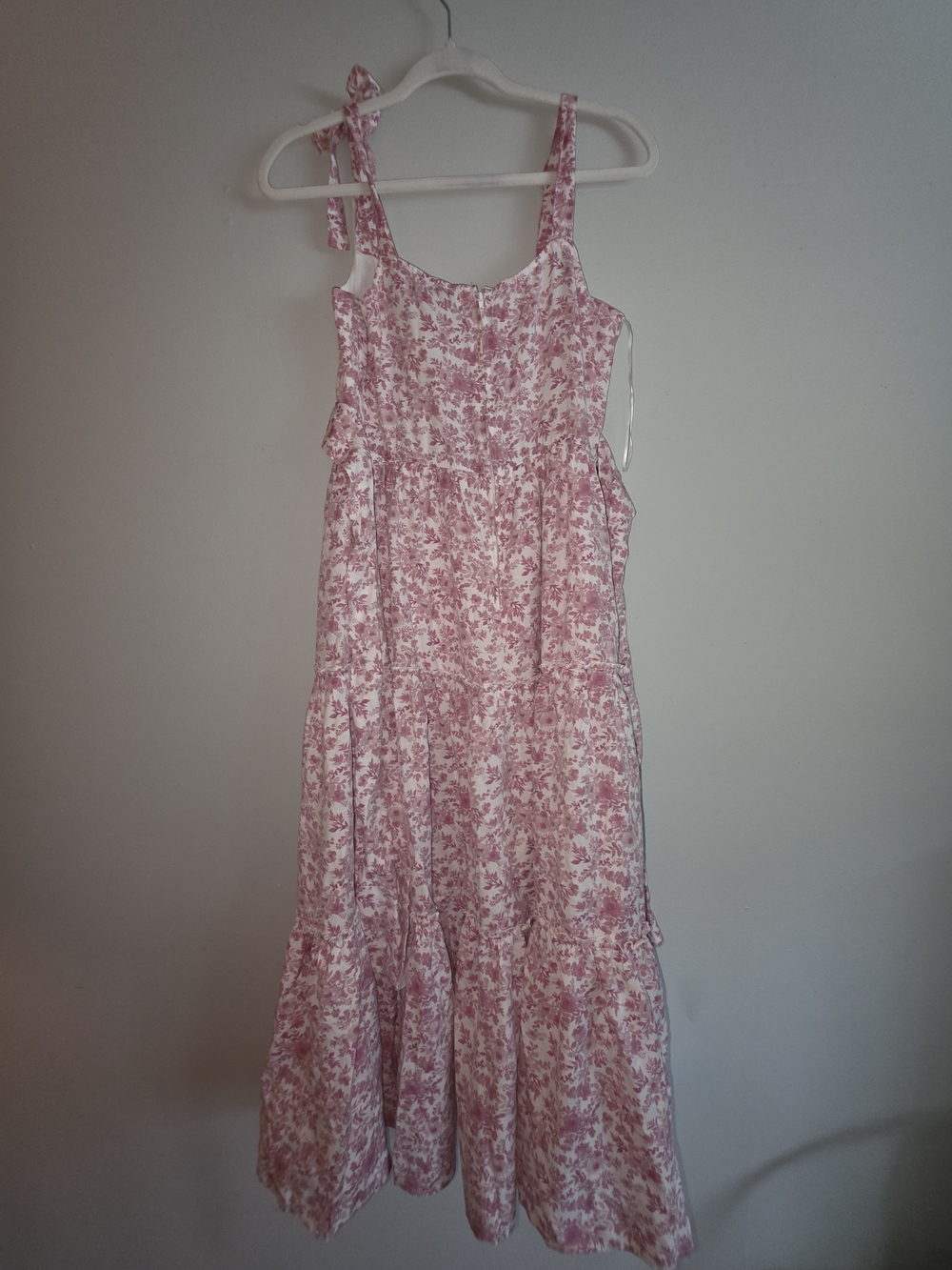 Francesca's Collections Pink Floral Tie-Shoulder Midi Dress - Picture 4 of 8